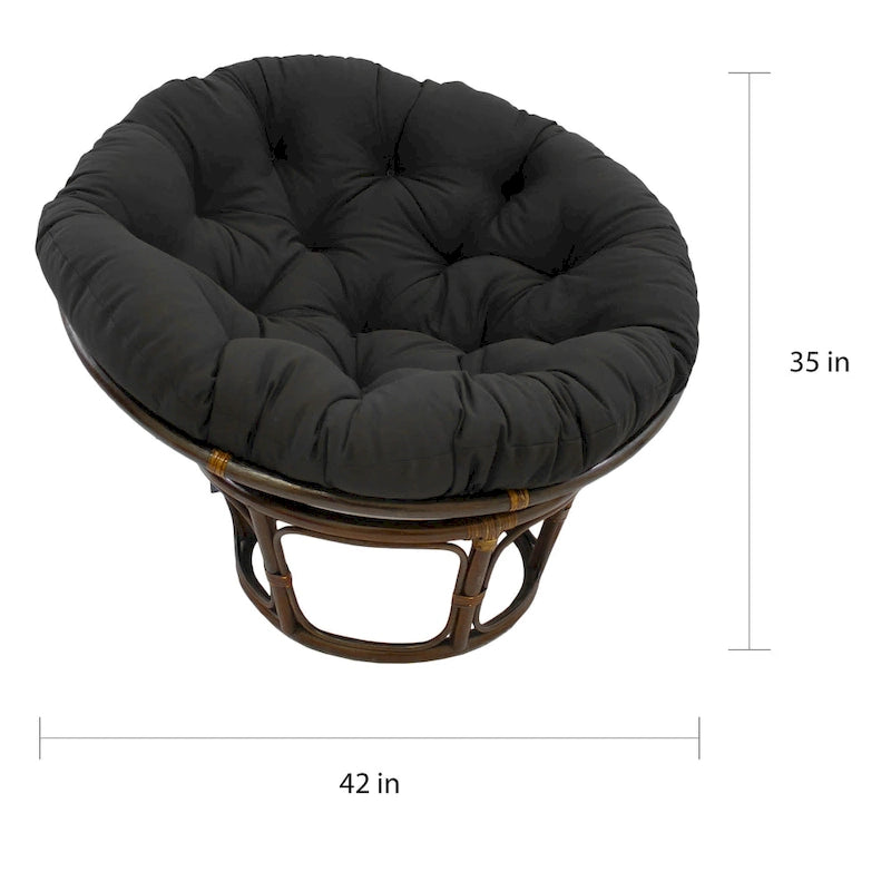 Sillón Papasan de Ratán con Cojín de Sarga Capitaneado – 16 Colores, 1 Persona