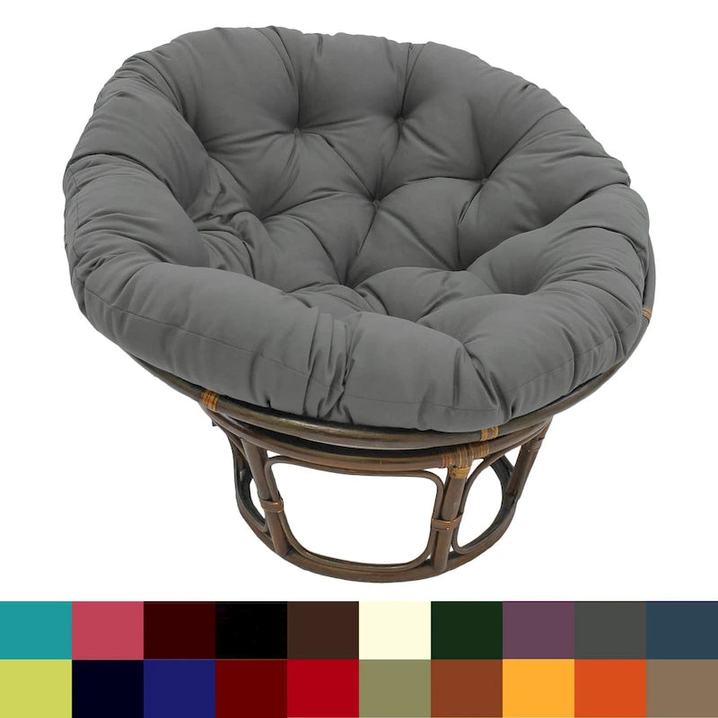 Sillón Papasan de Ratán con Cojín de Sarga Capitaneado – 16 Colores, 1 Persona