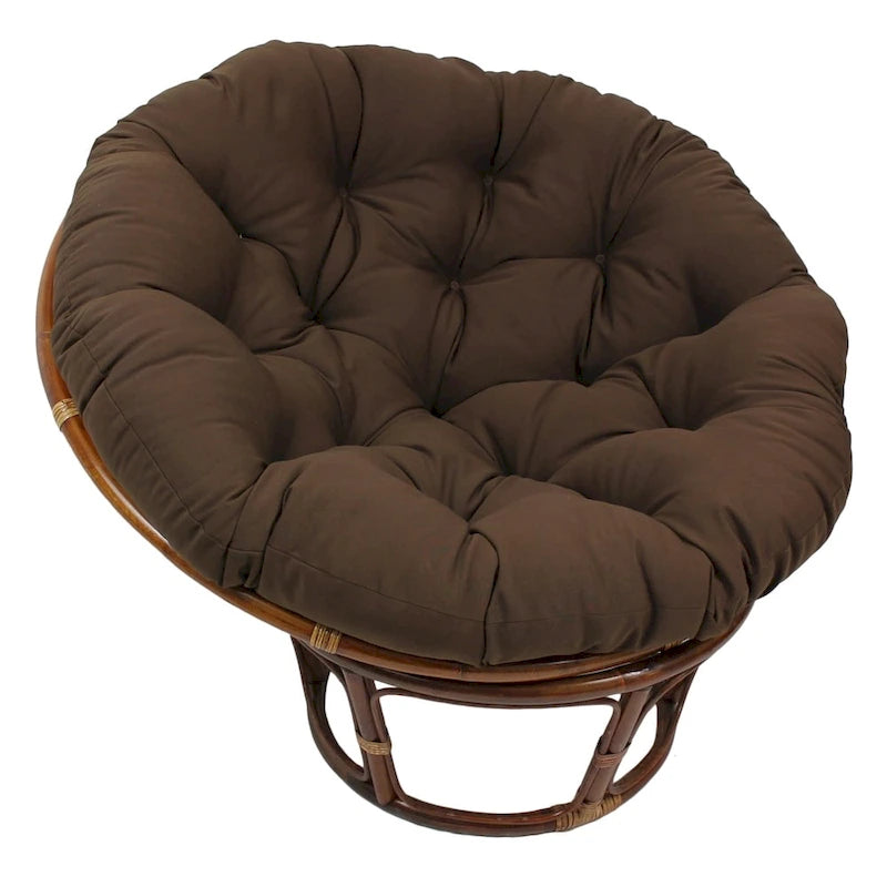 Sillón Papasan de Ratán con Cojín de Sarga Capitaneado – 16 Colores, 1 Persona