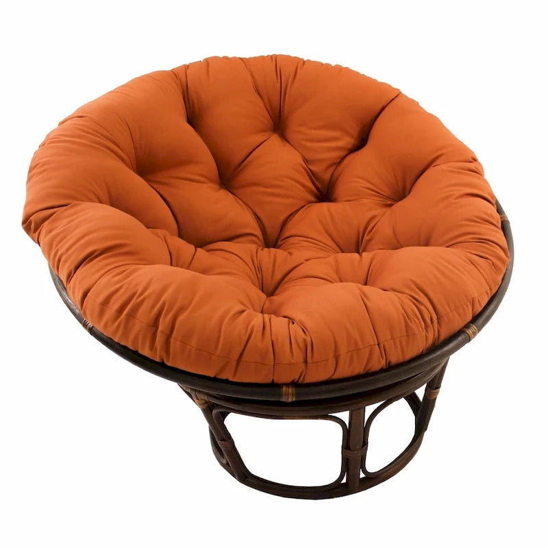 Sillón Papasan de Ratán con Cojín de Sarga Capitaneado – 16 Colores, 1 Persona