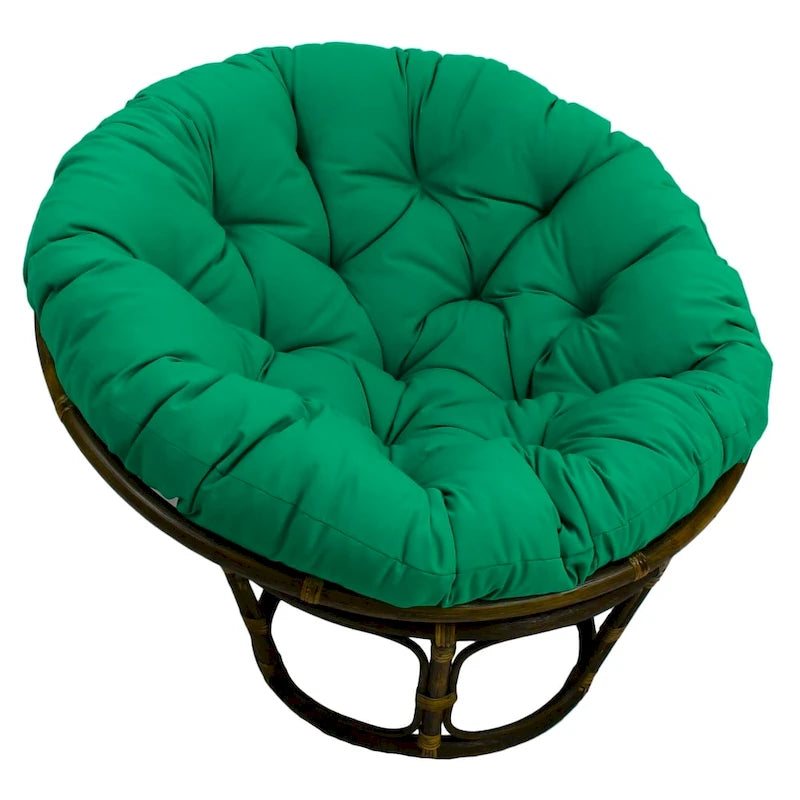Sillón Papasan de Ratán con Cojín de Sarga Capitaneado – 16 Colores, 1 Persona
