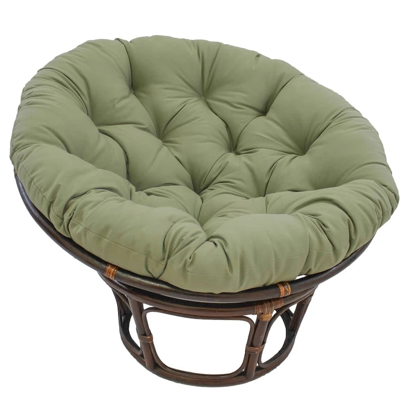 Sillón Papasan de Ratán con Cojín de Sarga Capitaneado – 16 Colores, 1 Persona