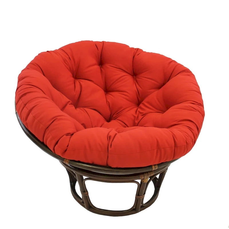 Sillón Papasan de Ratán con Cojín de Sarga Capitaneado – 16 Colores, 1 Persona