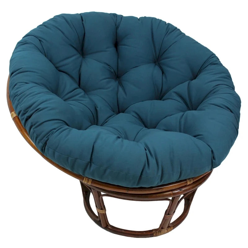 Sillón Papasan de Ratán con Cojín de Sarga Capitaneado – 16 Colores, 1 Persona