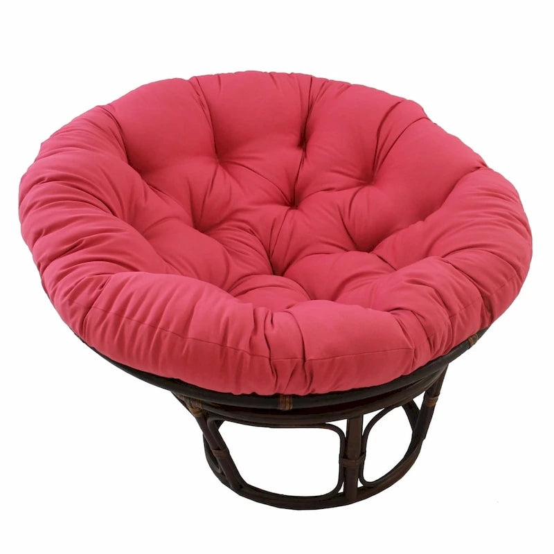 Sillón Papasan de Ratán con Cojín de Sarga Capitaneado – 16 Colores, 1 Persona