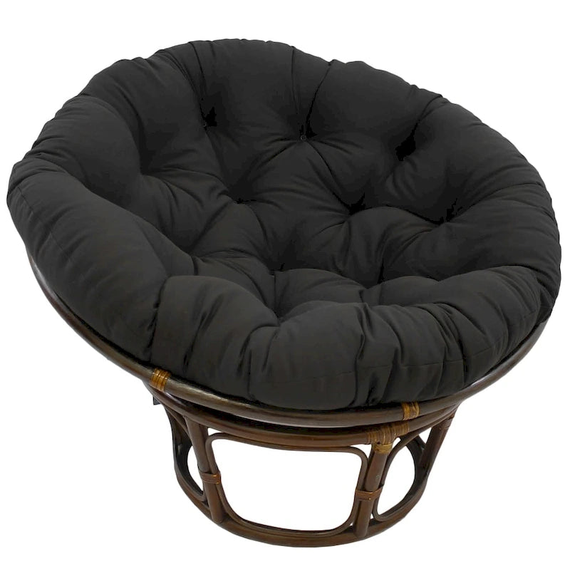 Sillón Papasan de Ratán con Cojín de Sarga Capitaneado – 16 Colores, 1 Persona