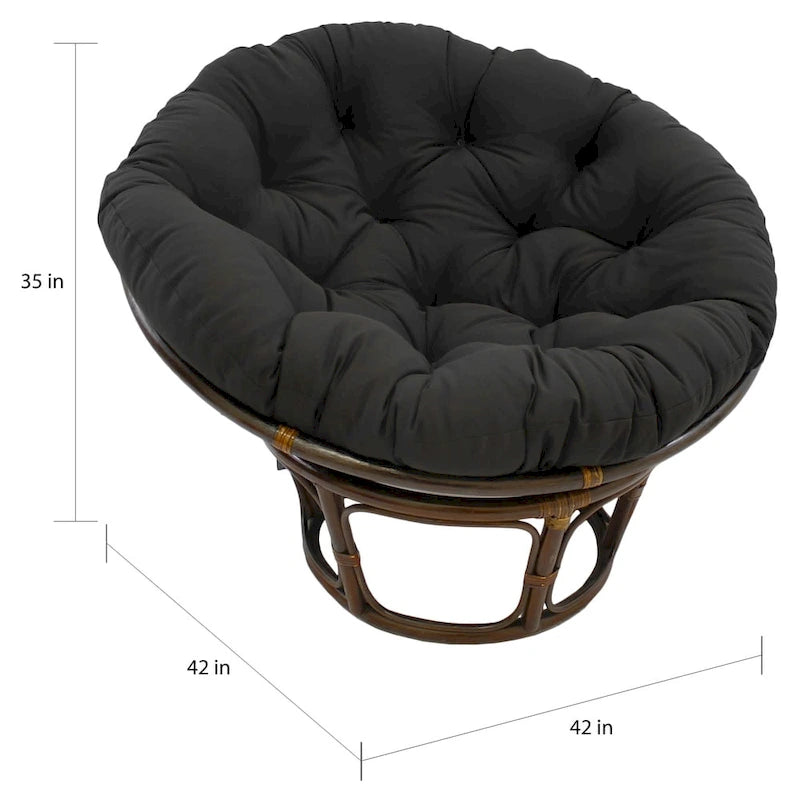 Sillón Papasan de Ratán con Cojín de Sarga Capitaneado – 16 Colores, 1 Persona