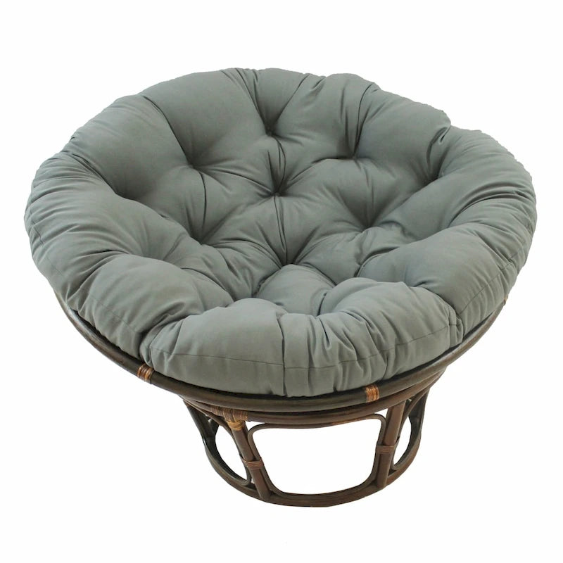 Sillón Papasan de Ratán con Cojín de Sarga Capitaneado – 16 Colores, 1 Persona