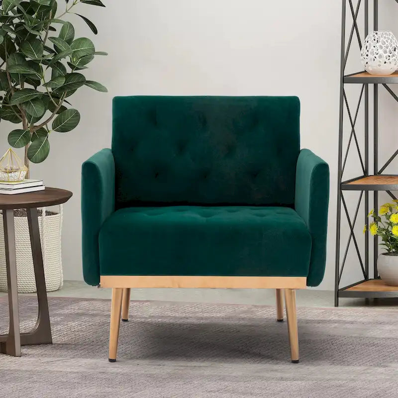 Sillón tapizado de terciopelo, estilo moderno de mediados de siglo, 1 plaza — Varios colores