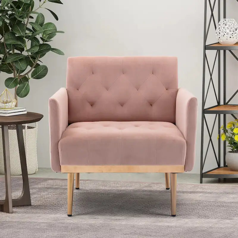 Sillón tapizado de terciopelo, estilo moderno de mediados de siglo, 1 plaza — Varios colores