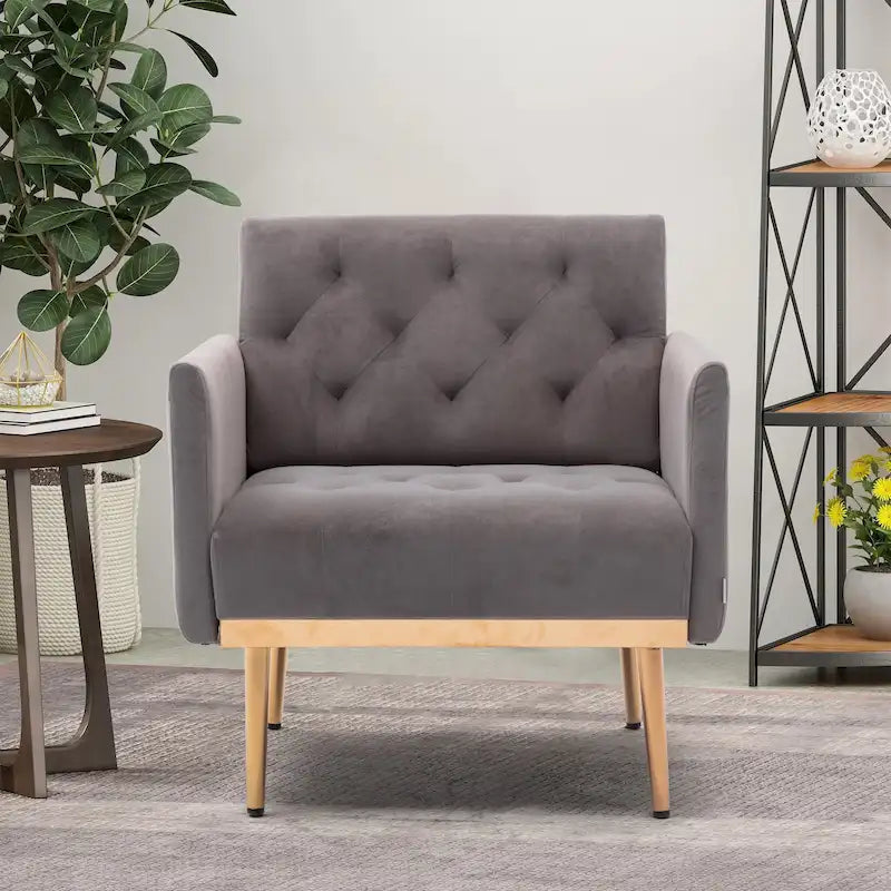 Sillón tapizado de terciopelo, estilo moderno de mediados de siglo, 1 plaza — Varios colores