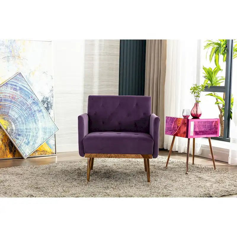 Sillón tapizado de terciopelo, estilo moderno de mediados de siglo, 1 plaza — Varios colores