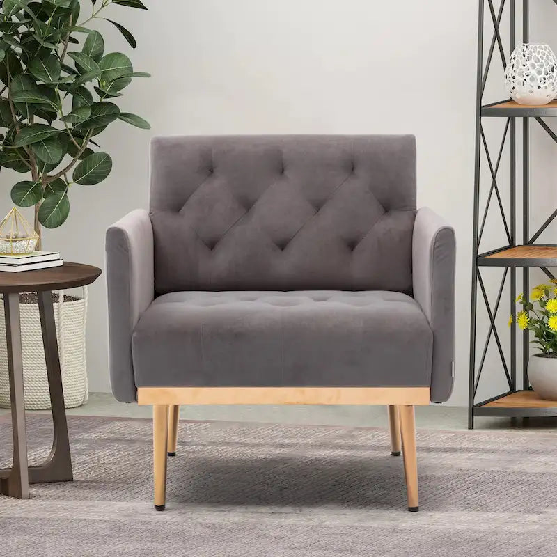Sillón tapizado de terciopelo, estilo moderno de mediados de siglo, 1 plaza — Varios colores