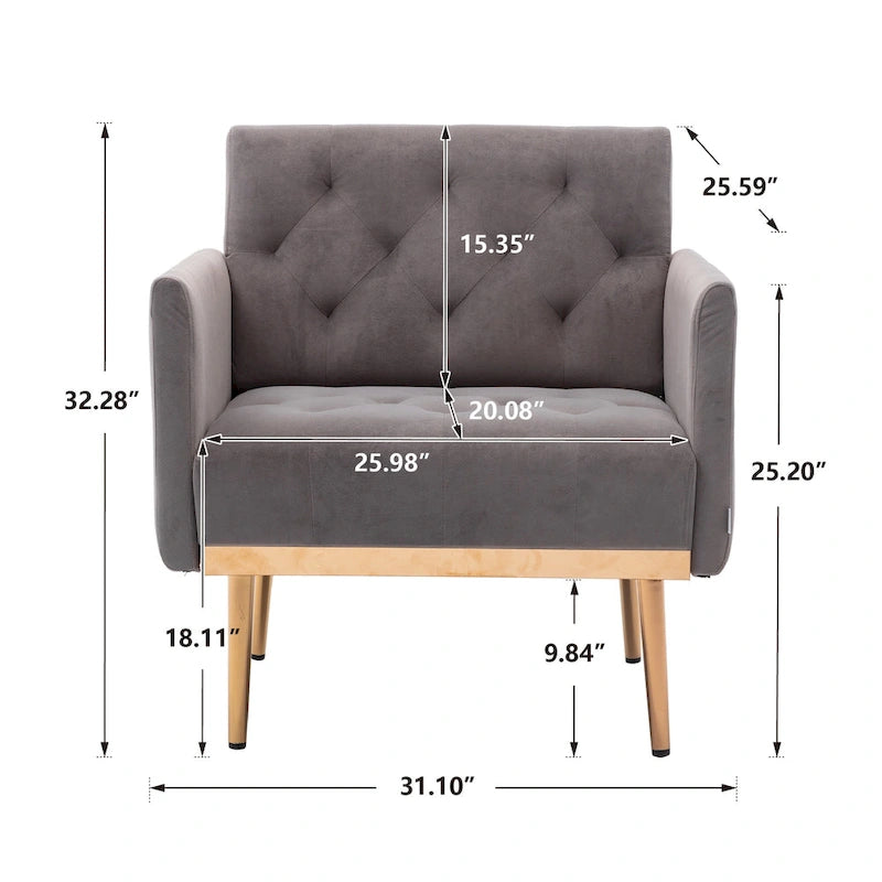 Sillón tapizado de terciopelo, estilo moderno de mediados de siglo, 1 plaza — Varios colores