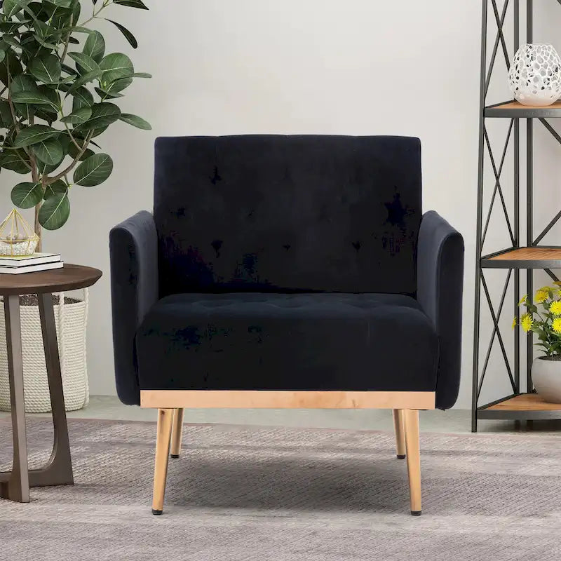 Sillón tapizado de terciopelo, estilo moderno de mediados de siglo, 1 plaza — Varios colores