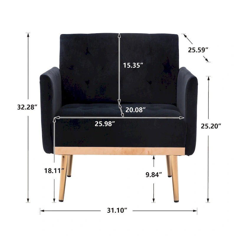 Sillón tapizado de terciopelo, estilo moderno de mediados de siglo, 1 plaza — Varios colores