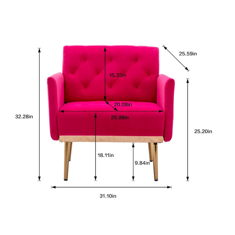 Sillón tapizado de terciopelo, estilo moderno de mediados de siglo, 1 plaza — Varios colores