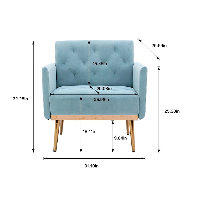 Sillón tapizado de terciopelo, estilo moderno de mediados de siglo, 1 plaza — Varios colores