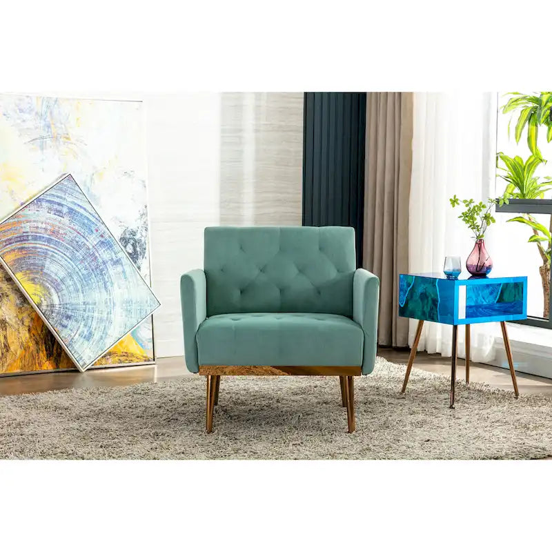 Sillón tapizado de terciopelo, estilo moderno de mediados de siglo, 1 plaza — Varios colores