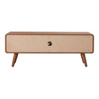 Mueble de TV bajo retro de listones de nogal