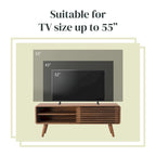 Mueble de TV bajo retro de listones de nogal