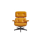 Sillón Lounge de Nogal y Cuero con Otomana — Estilo de Mediados de Siglo, 1 Asiento, Varios Colores