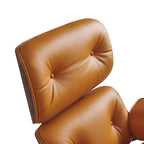 Sillón Lounge de Nogal y Cuero con Otomana — Estilo de Mediados de Siglo, 1 Asiento, Varios Colores