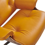 Sillón Lounge de Nogal y Cuero con Otomana — Estilo de Mediados de Siglo, 1 Asiento, Varios Colores