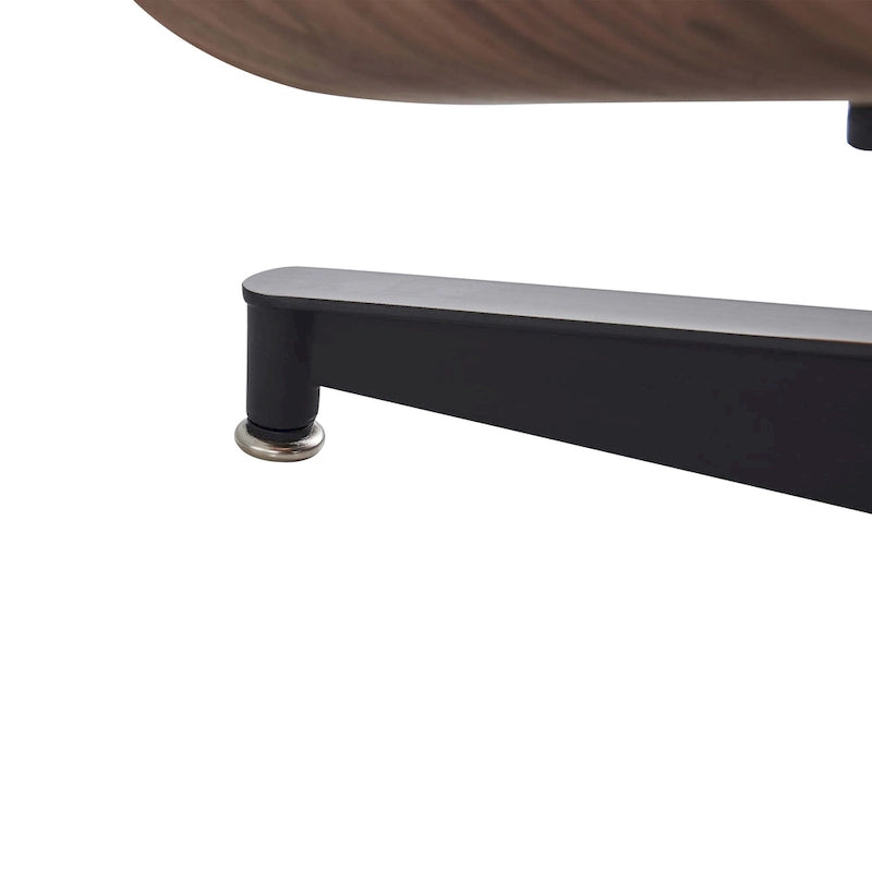 Sillón Lounge de Nogal y Cuero con Otomana — Estilo de Mediados de Siglo, 1 Asiento, Varios Colores
