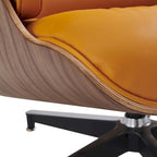 Sillón Lounge de Nogal y Cuero con Otomana — Estilo de Mediados de Siglo, 1 Asiento, Varios Colores