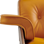 Sillón Lounge de Nogal y Cuero con Otomana — Estilo de Mediados de Siglo, 1 Asiento, Varios Colores