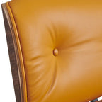 Sillón Lounge de Nogal y Cuero con Otomana — Estilo de Mediados de Siglo, 1 Asiento, Varios Colores