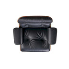 Sillón Lounge de Nogal y Cuero con Otomana — Estilo de Mediados de Siglo, 1 Asiento, Varios Colores