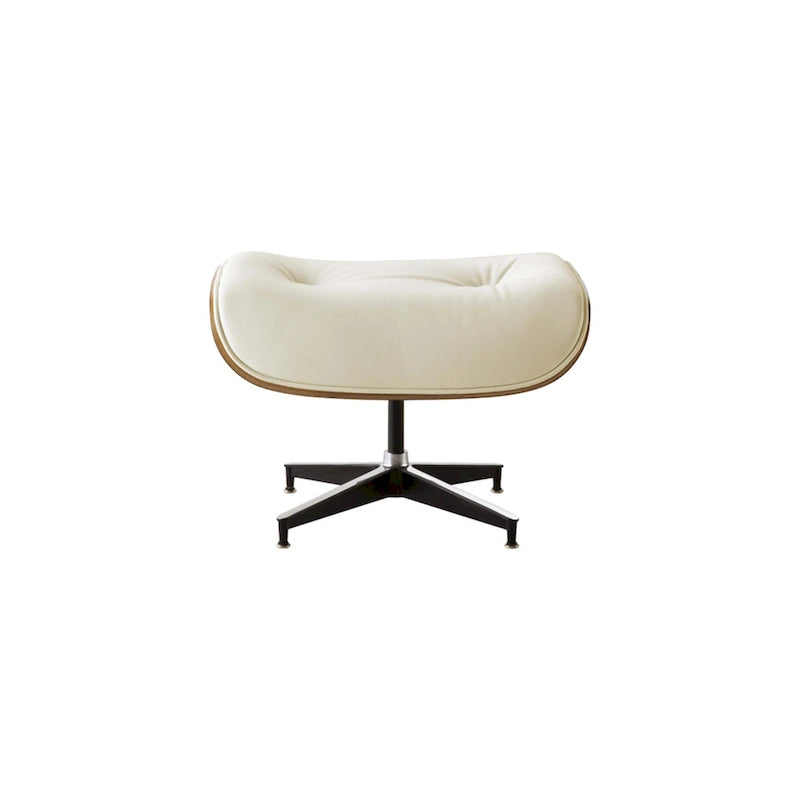 Sillón Lounge de Nogal y Cuero con Otomana — Estilo de Mediados de Siglo, 1 Asiento, Varios Colores