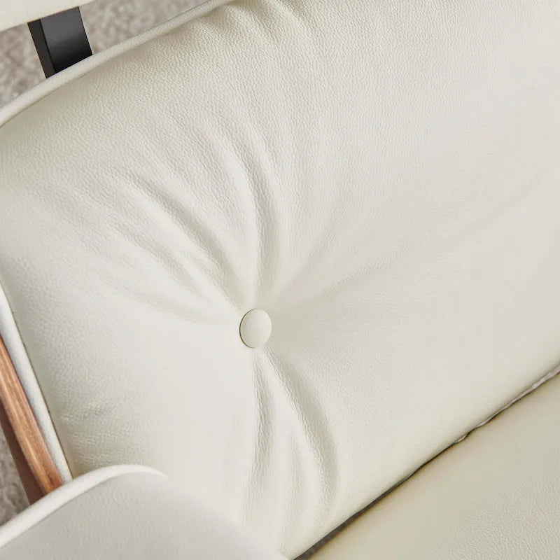 Sillón Lounge de Nogal y Cuero con Otomana — Estilo de Mediados de Siglo, 1 Asiento, Varios Colores