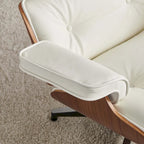 Sillón Lounge de Nogal y Cuero con Otomana — Estilo de Mediados de Siglo, 1 Asiento, Varios Colores