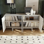 Aparador buffet de 4 puertas estriado color crema/marrón — 1 unidad