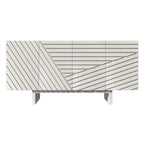 Aparador buffet de 4 puertas estriado color crema/marrón — 1 unidad