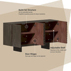 Aparador buffet de 4 puertas estriado color crema/marrón — 1 unidad