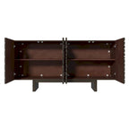 Aparador buffet de 4 puertas estriado color crema/marrón — 1 unidad