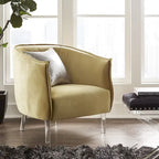 Sillón tapizado en terciopelo con respaldo curvado (negro/dorado/plateado) - Asiento individual
