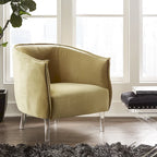 Sillón tapizado en terciopelo con respaldo curvado (negro/dorado/plateado) - Asiento individual