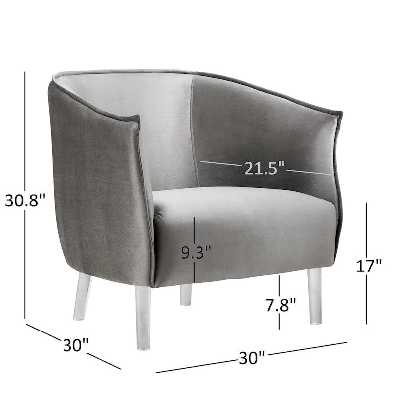Sillón tapizado en terciopelo con respaldo curvado (negro/dorado/plateado) - Asiento individual