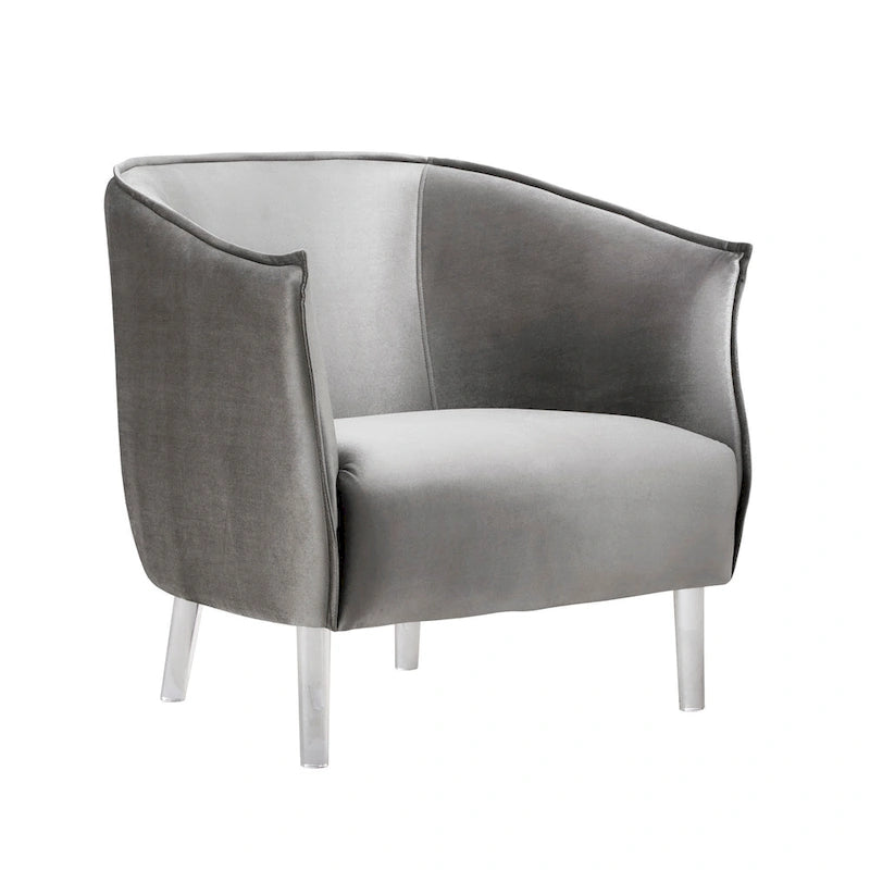 Sillón tapizado en terciopelo con respaldo curvado (negro/dorado/plateado) - Asiento individual