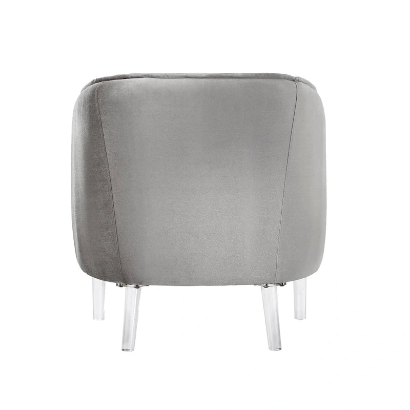 Sillón tapizado en terciopelo con respaldo curvado (negro/dorado/plateado) - Asiento individual