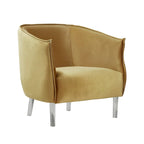 Sillón tapizado en terciopelo con respaldo curvado (negro/dorado/plateado) - Asiento individual
