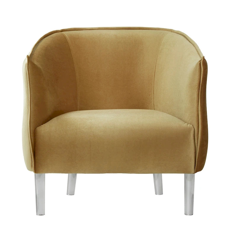 Sillón tapizado en terciopelo con respaldo curvado (negro/dorado/plateado) - Asiento individual