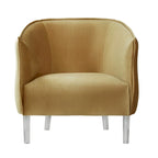 Sillón tapizado en terciopelo con respaldo curvado (negro/dorado/plateado) - Asiento individual