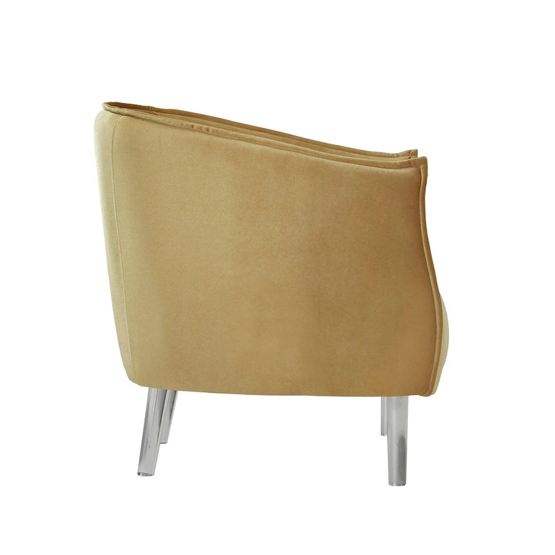 Sillón tapizado en terciopelo con respaldo curvado (negro/dorado/plateado) - Asiento individual