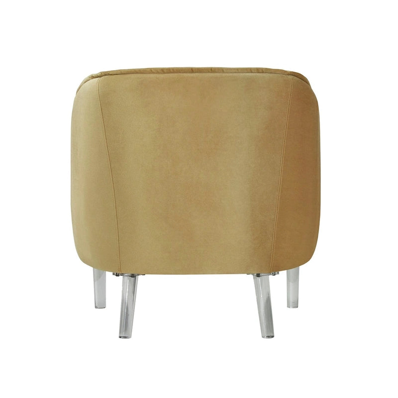 Sillón tapizado en terciopelo con respaldo curvado (negro/dorado/plateado) - Asiento individual